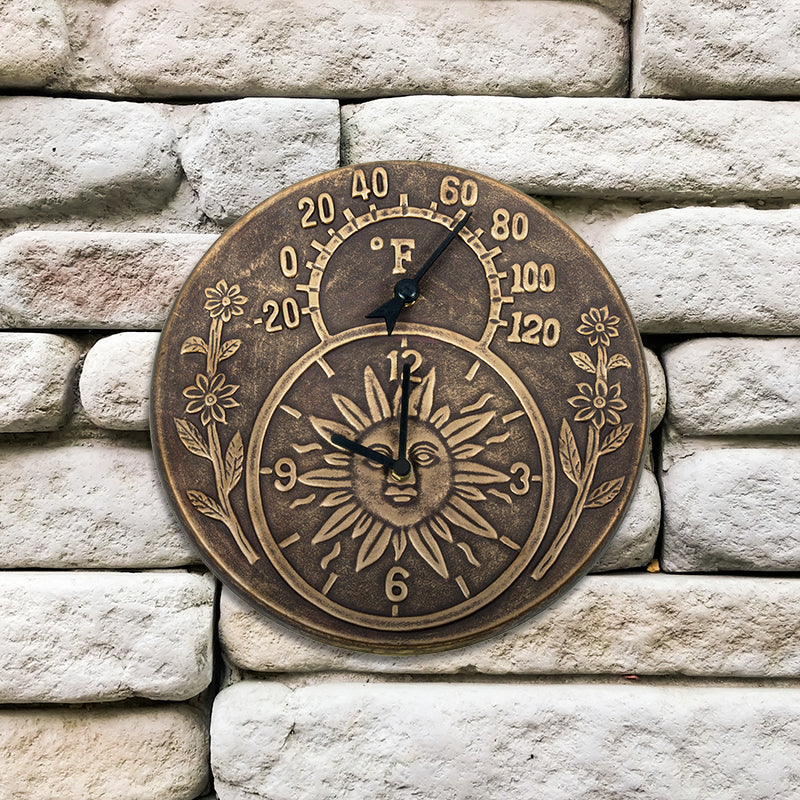 12″ Terra-Cotta Clock & Thermometer
