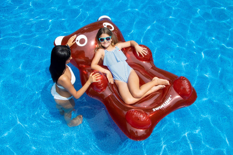 Inflatable Red Transparent Gummy Bear Swimming Pool Float