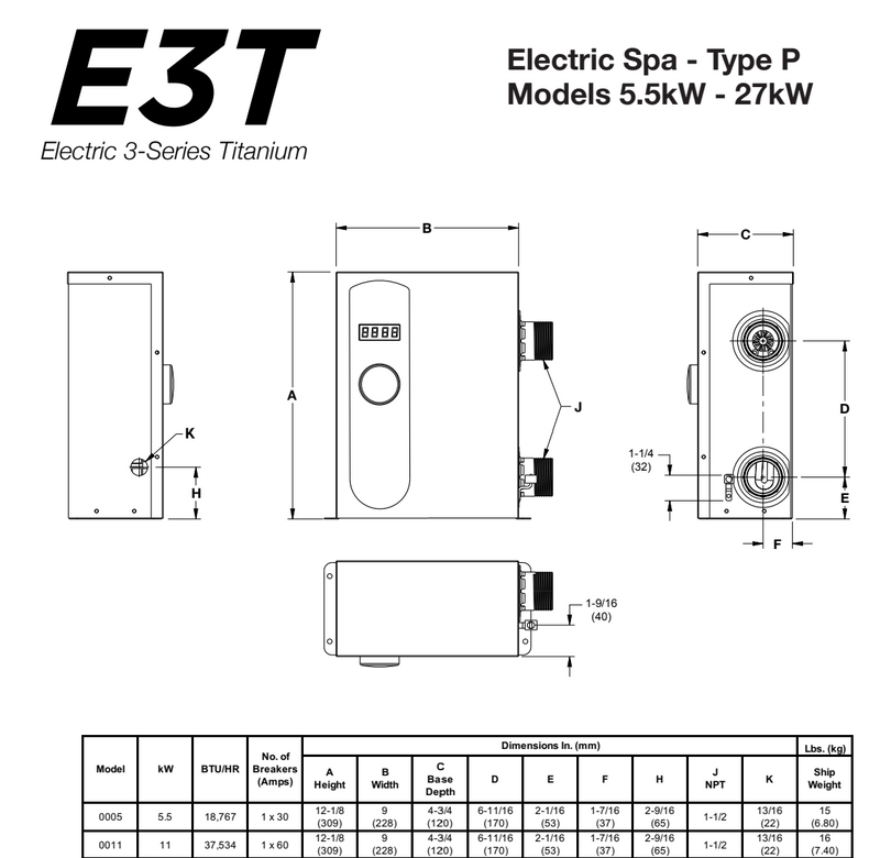 Raypak  E3T titanium heater
