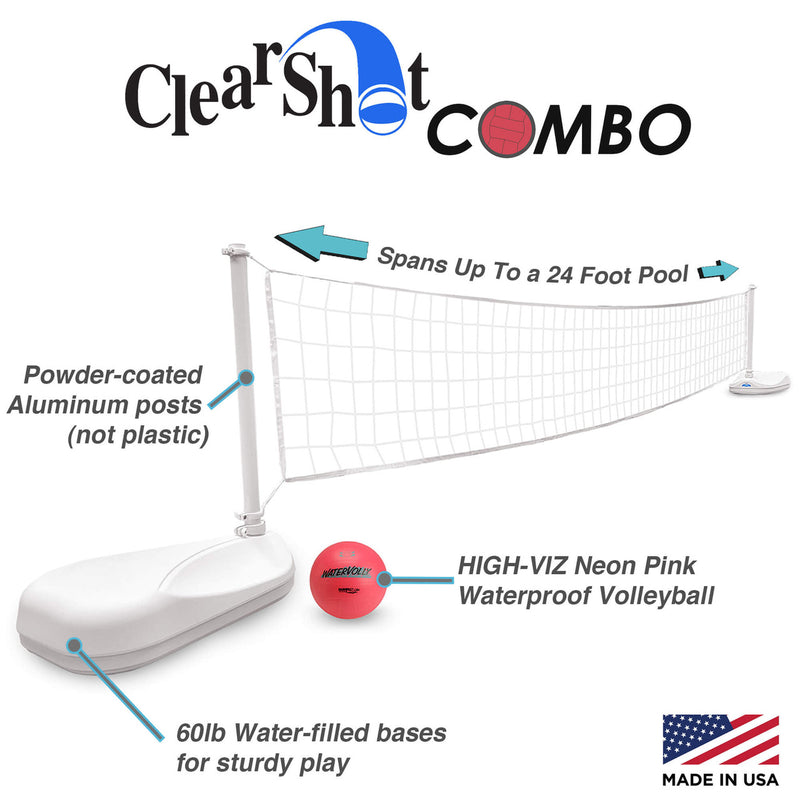 Clear Shot 2-in-1 Full Court Pool Basketball & Volleyball Game Set