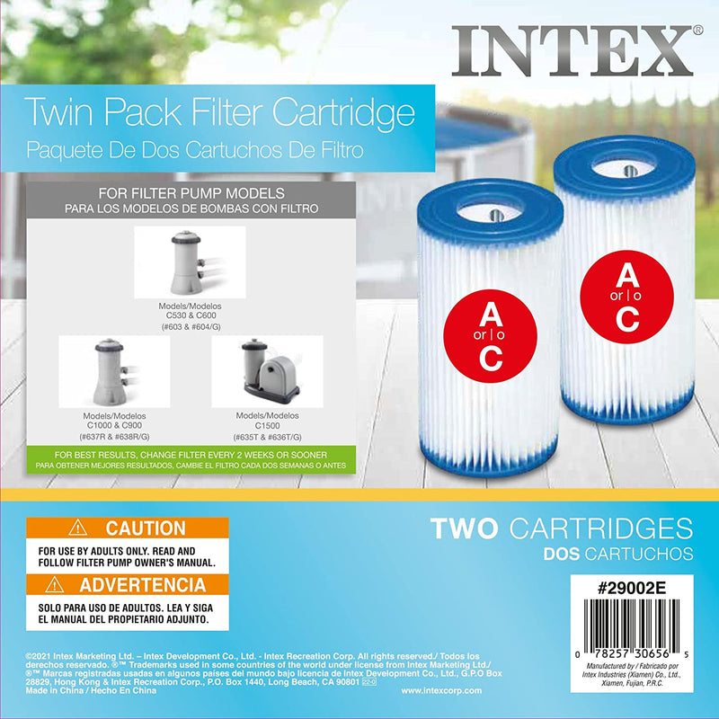 Intex Type A Filter Cartridge for Pools Twin Pack