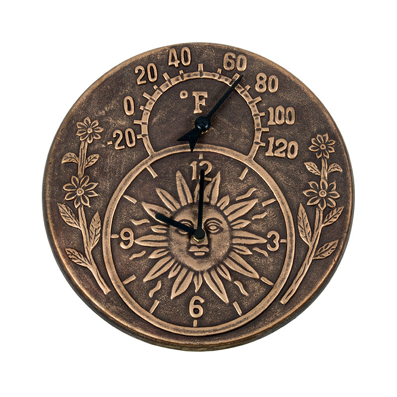 12″ Terra-Cotta Clock & Thermometer