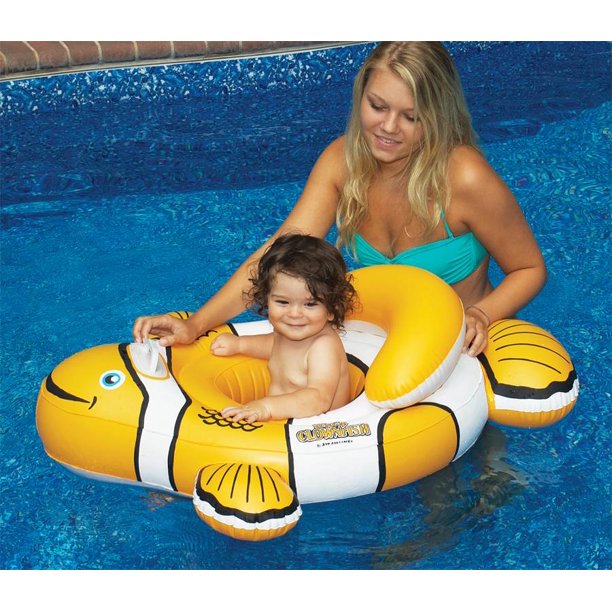Swimline 90254 Inflatable Swimming Pool Water Floating Clownfish Baby Seat Rider