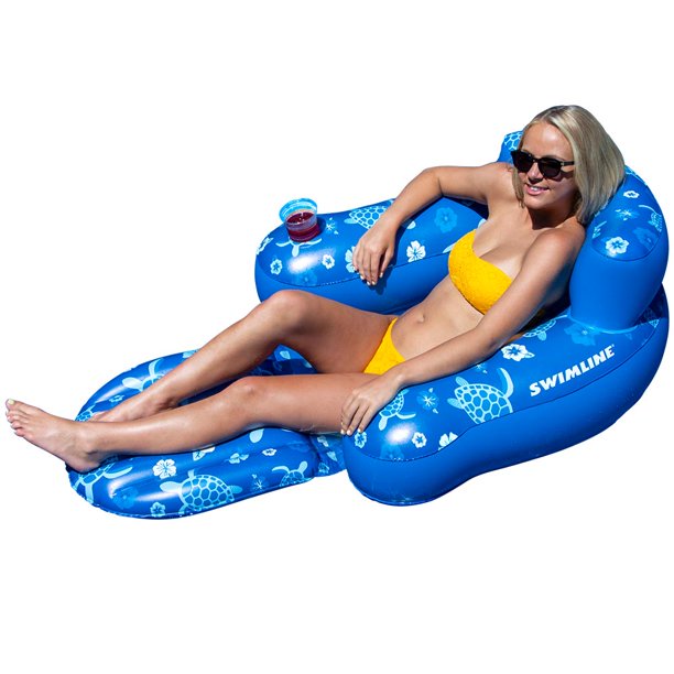 Swimline Vinyl Tropical Chair Pool Float, Blue