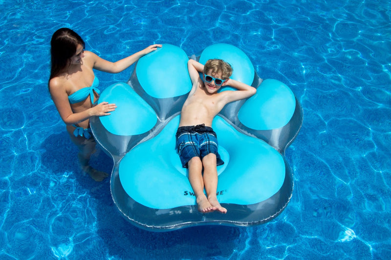 Inflatable Blue Pawprint Island Swimming Pool Float