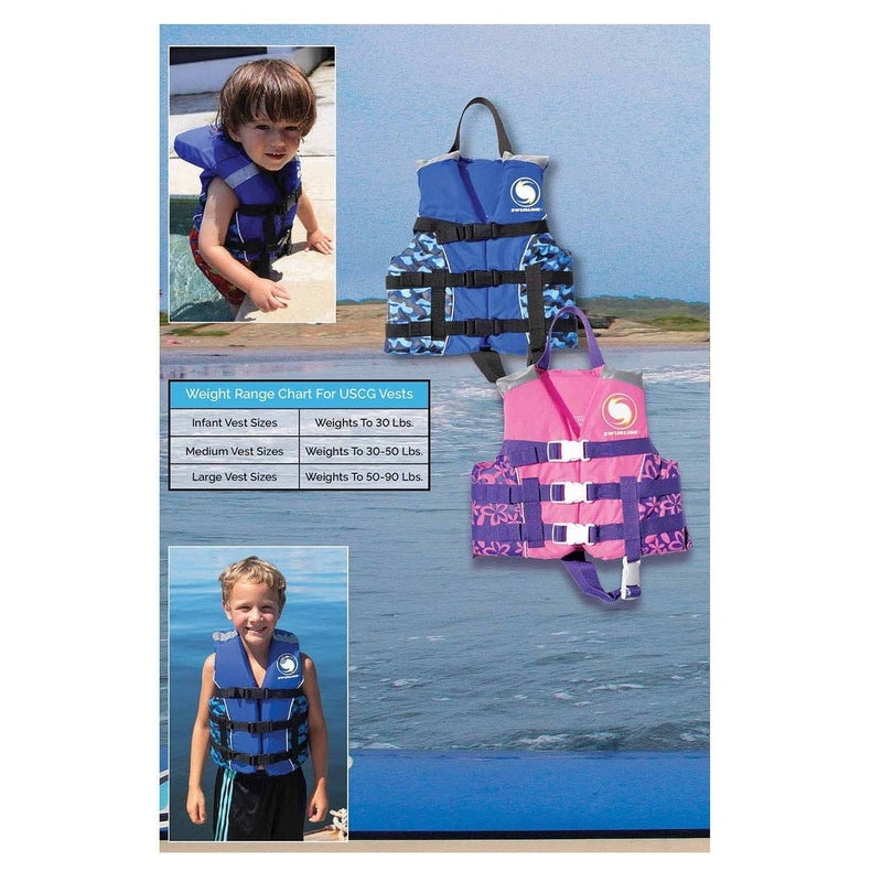 SWIMLINE USCG APPROVED KID'S LIFE VESTS COLORS MAY VARY BLUE OR PINK